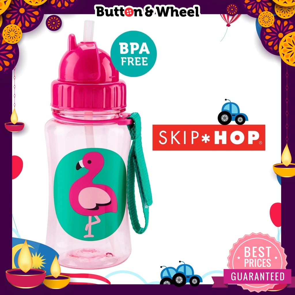 Skip Hop Toddler Sippy Cup with Straw Zoo Straw Bottle Flamingo 