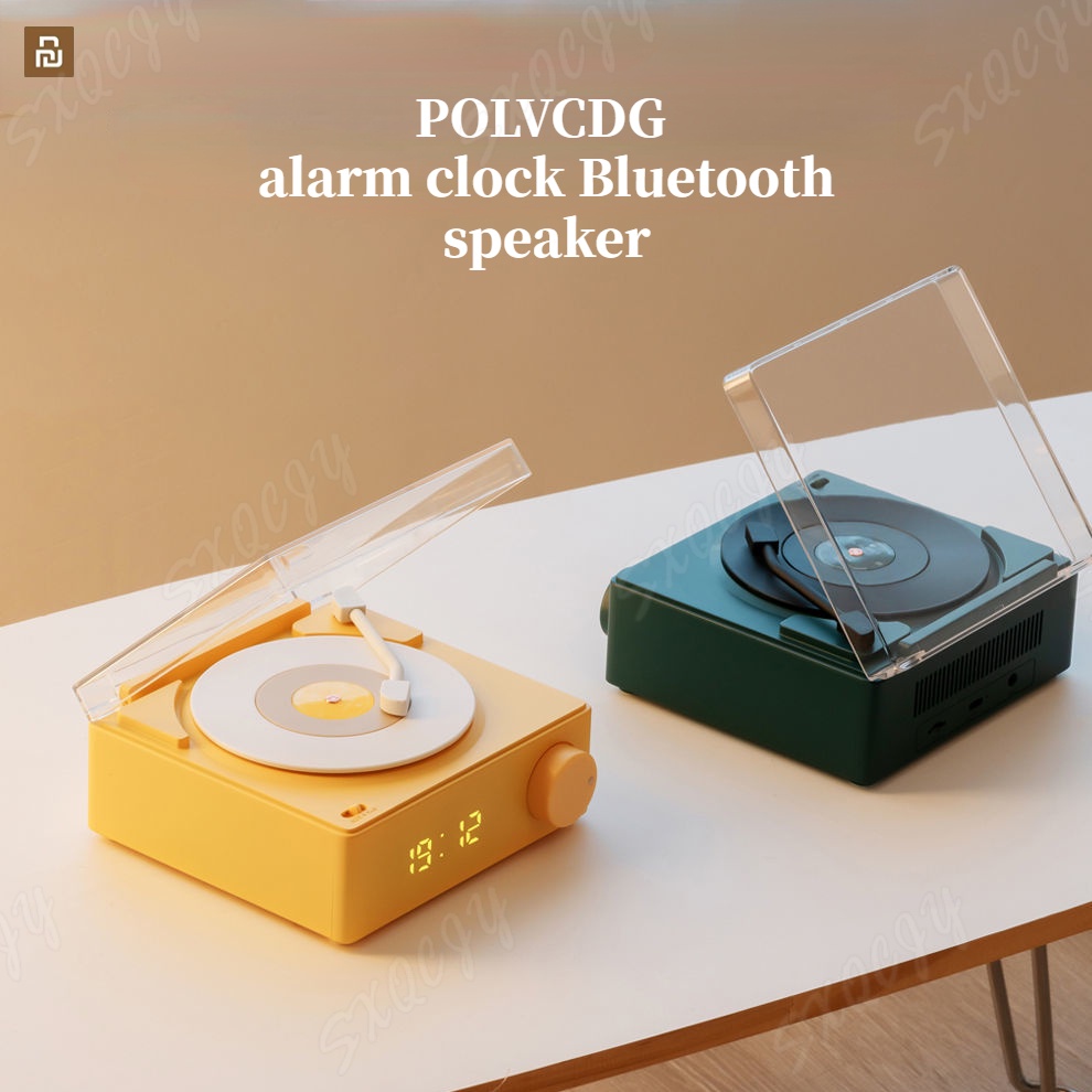 Xiaomi Youpin Polvcdg Platinum audio sound Bluetooth speaker X11 Classic Vintage Wireless Alarm Clock Bluetooth speaker samrt desktop speakerAudio quality Sound Small Portable Record Player limited vinyl speaker Mobile Computer Universal Cute Audio Gift