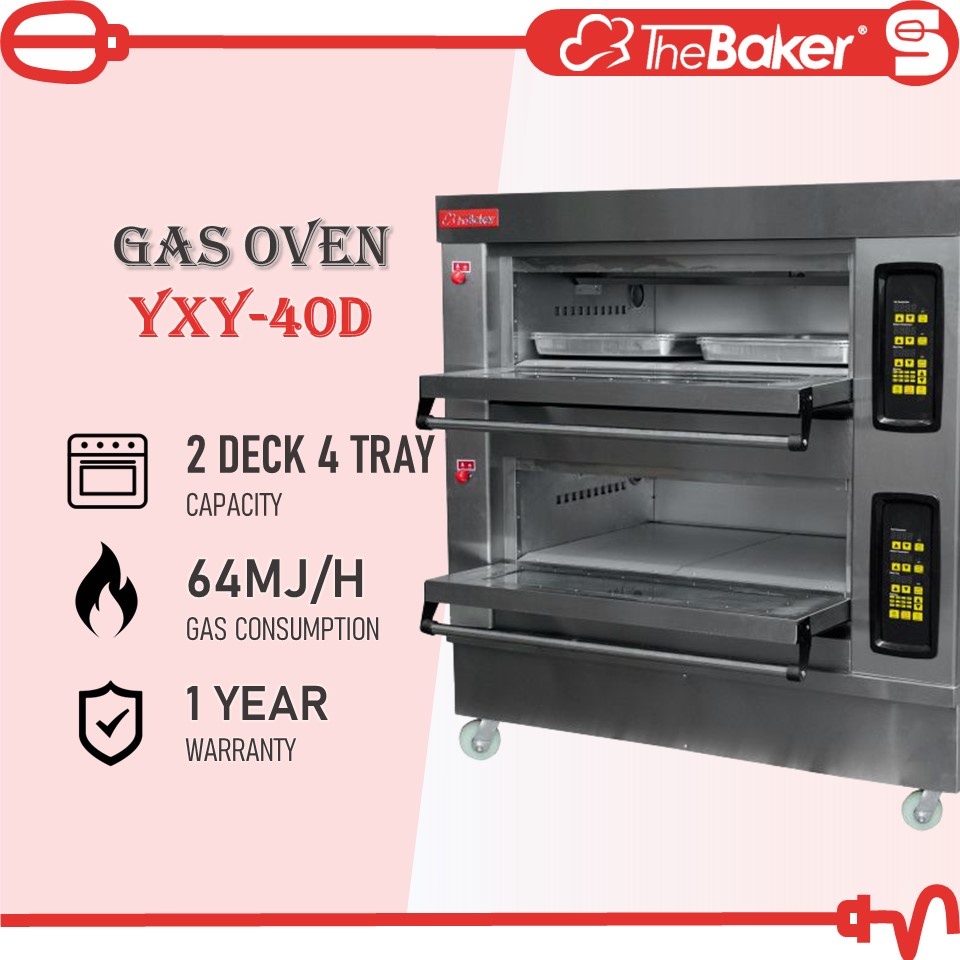 THE BAKER Gas Oven YXY40D (2 Deck 4 Tray) Double Layer Digital Control