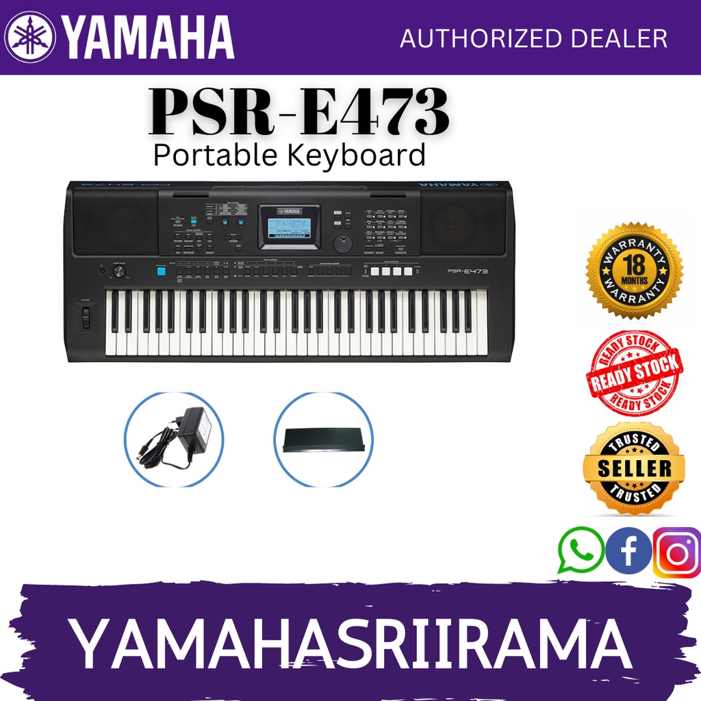 Yamaha Keyboard PSRE473 61Keys Portable Keyboard with Original