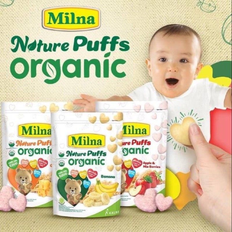 MILNA NATURE PUFFS ORGANIC 15G ( APPLE & MIX BERRIES / BANANA / CHEESE )