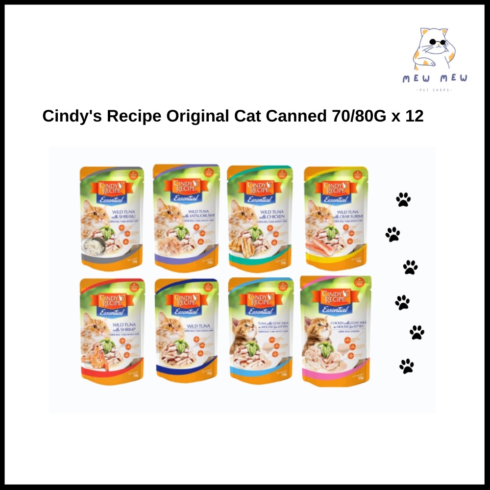 Cindy's Recipe Essential Wet Cat Food Pouch (70G x12) (8 Flavours