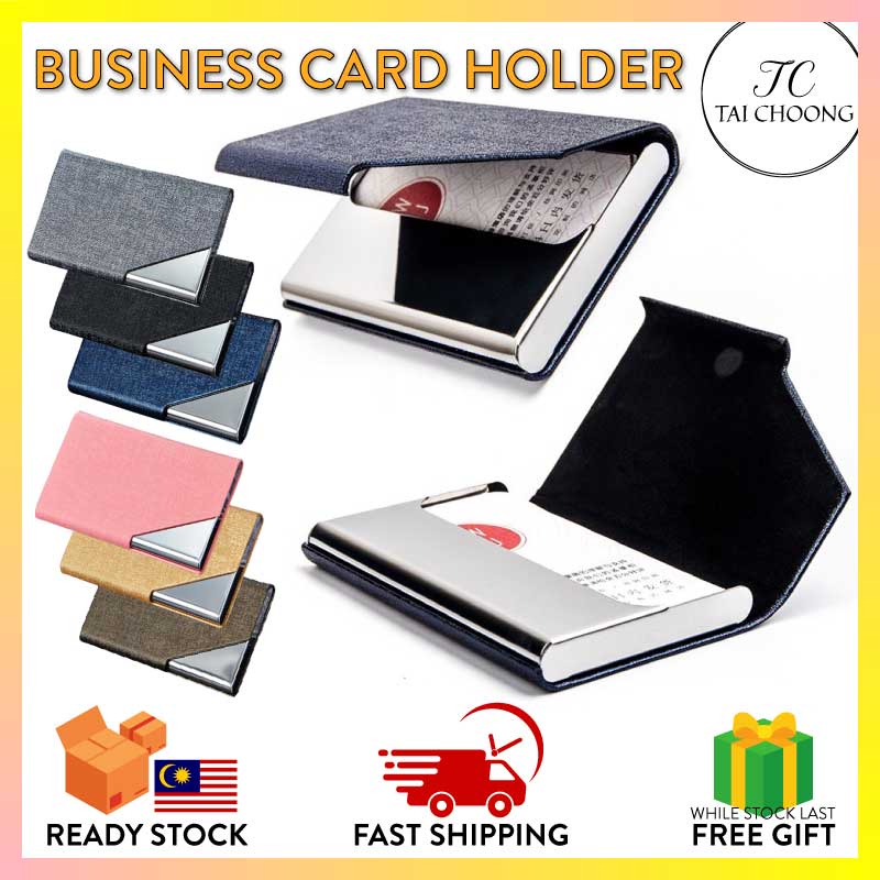 TC BW-050 Stainless Steel PU Leather Business Name Card Holder Case Box