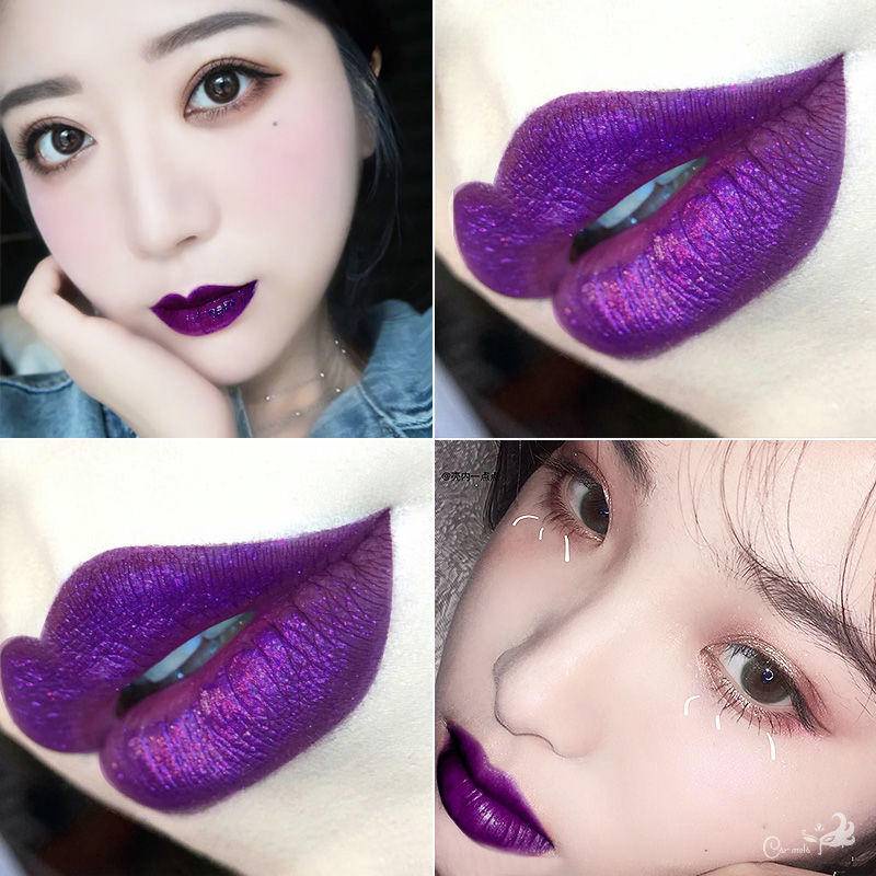 Purple Lipstick Vampire Black White Plum Color Lipstick Cos Halloween Creative makeup makeup