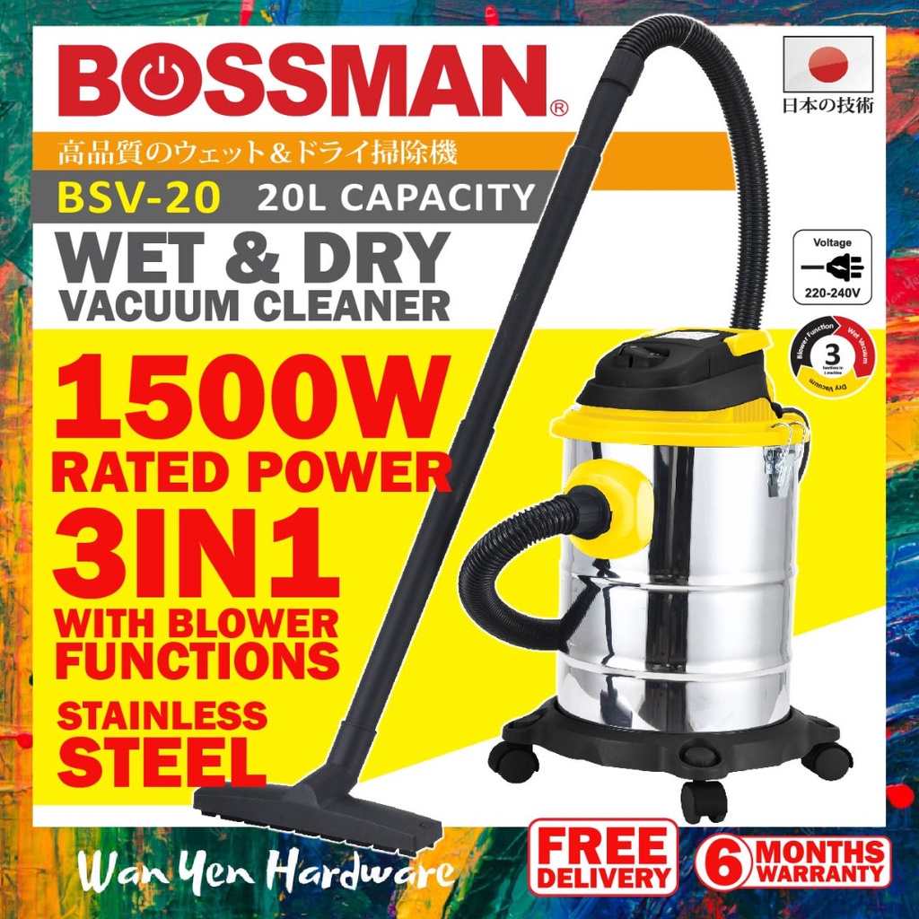 (3 in 1 PRO) 20L & 15L Wet & Dry Vacuum Cleaner + Blower - Wet And Dry Vakuum BOSSMAN - BSV20 / BSV15