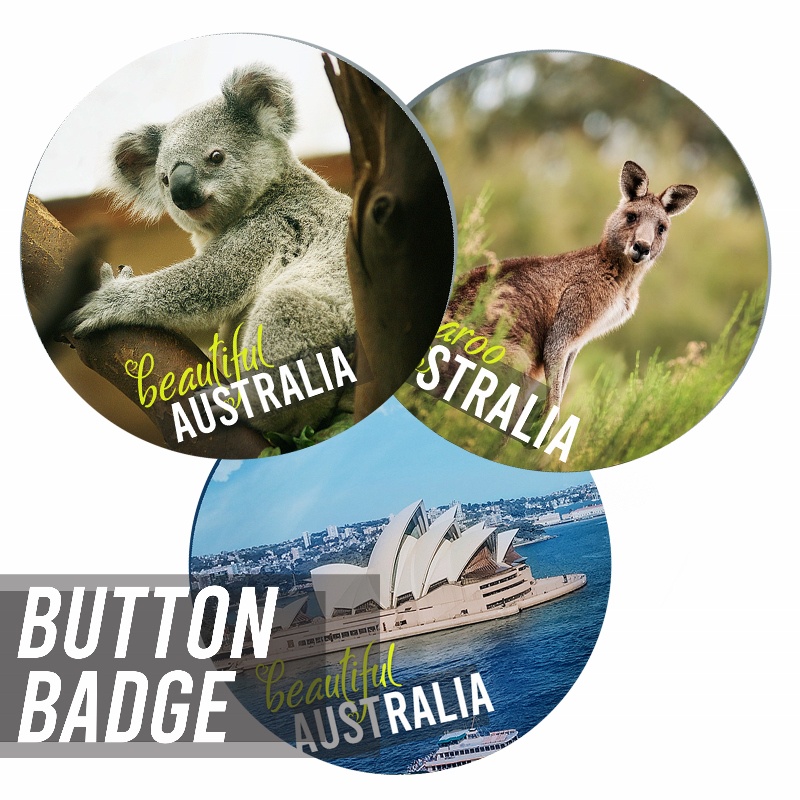 Button Badge Australia Sydney Kangaroo Souvenir Gift 50 mm