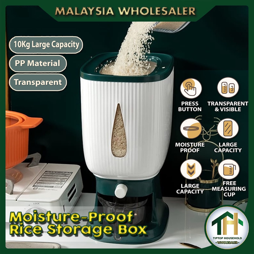 PREMIUM & GRANDED 10KG Automatic Rice Storage Dispenser/Bekas Beras 10KG FREE Measure Cup L60MS