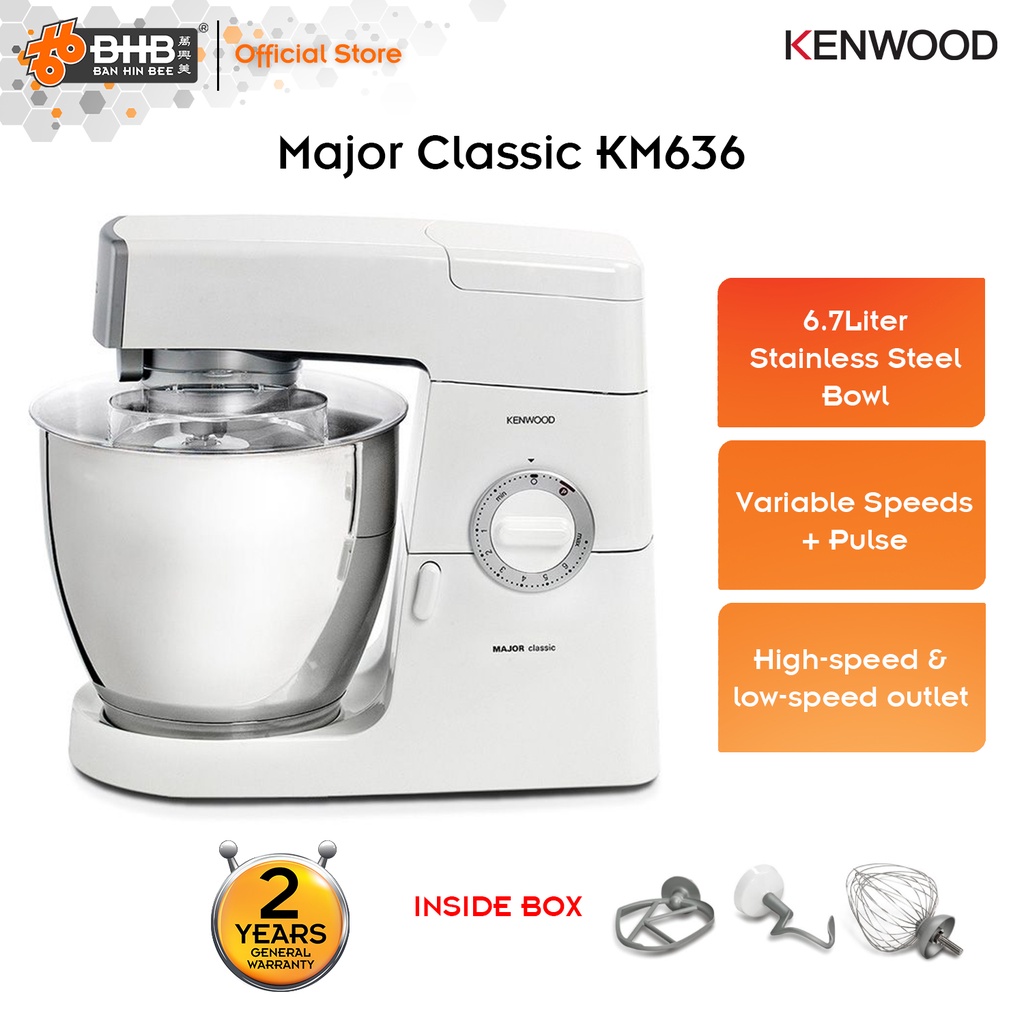 Kenwood KM636 Major Classic Stand Mixer 600W 6.7L Stainless Steel Bowl