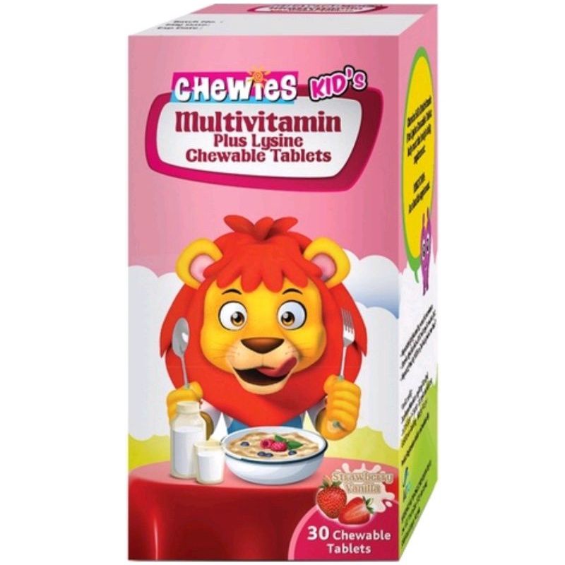 Chewies Children Chewable Multivitamin Plus Lysine 30s (Strawberry