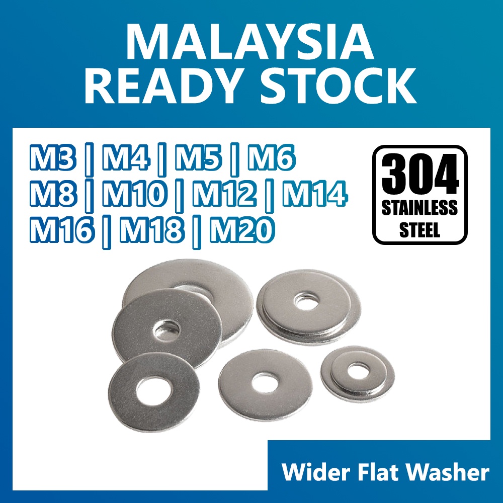 Wider Flat Washer M3 M4 M5 M6 M8 M10 M12 M14 M16 304 Stainless Steel DIN 9021 Plain Washer Gaskets