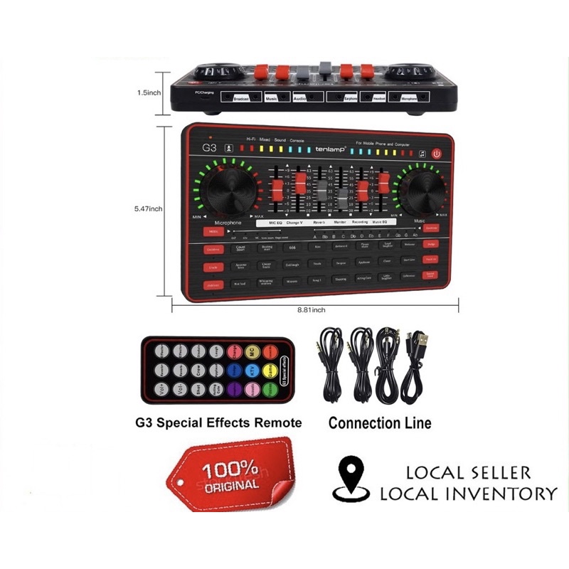 Tenlamp G3 Sound Card Live Mixer Professional Live Sound Card Bluetooth