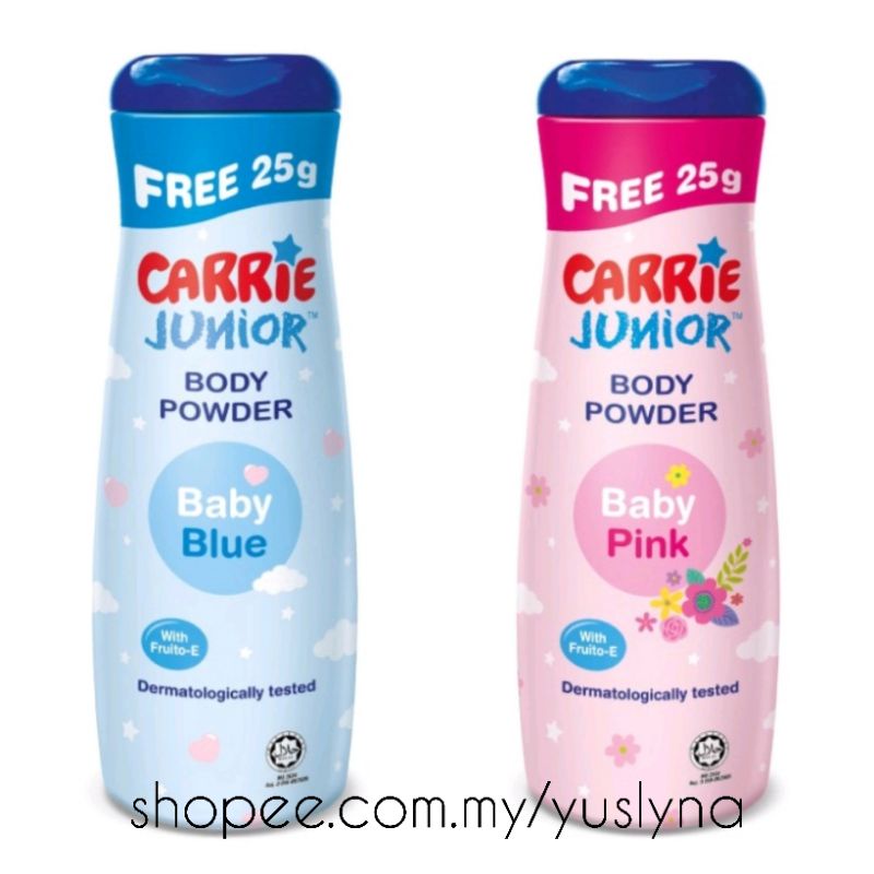 Carrie Junior Body Powder Baby Blue / Bany Pink (125G) Shopee Malaysia