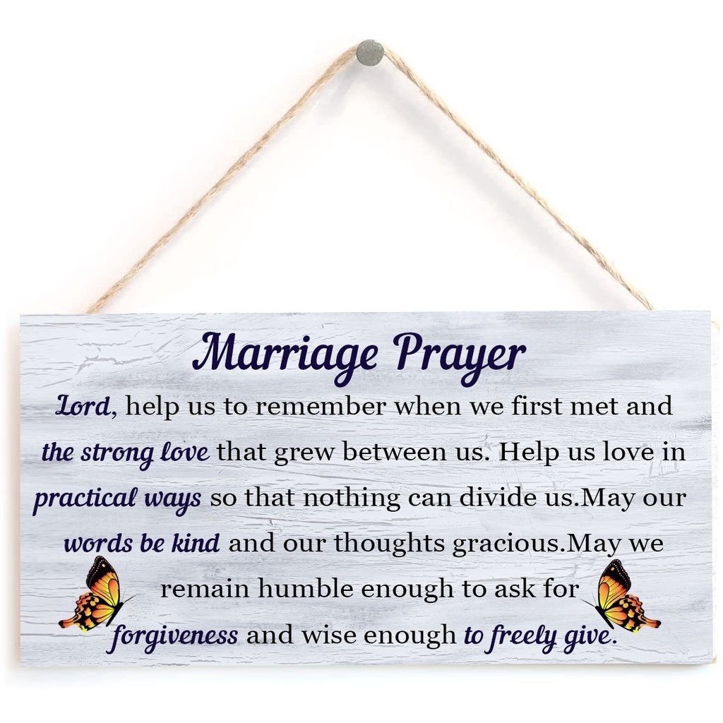 DOBUR | Marriage Prayer Wood Plaque Wall Hanging Decoration | Lord, Help us to Remember When we First met Family Religious Home Decor