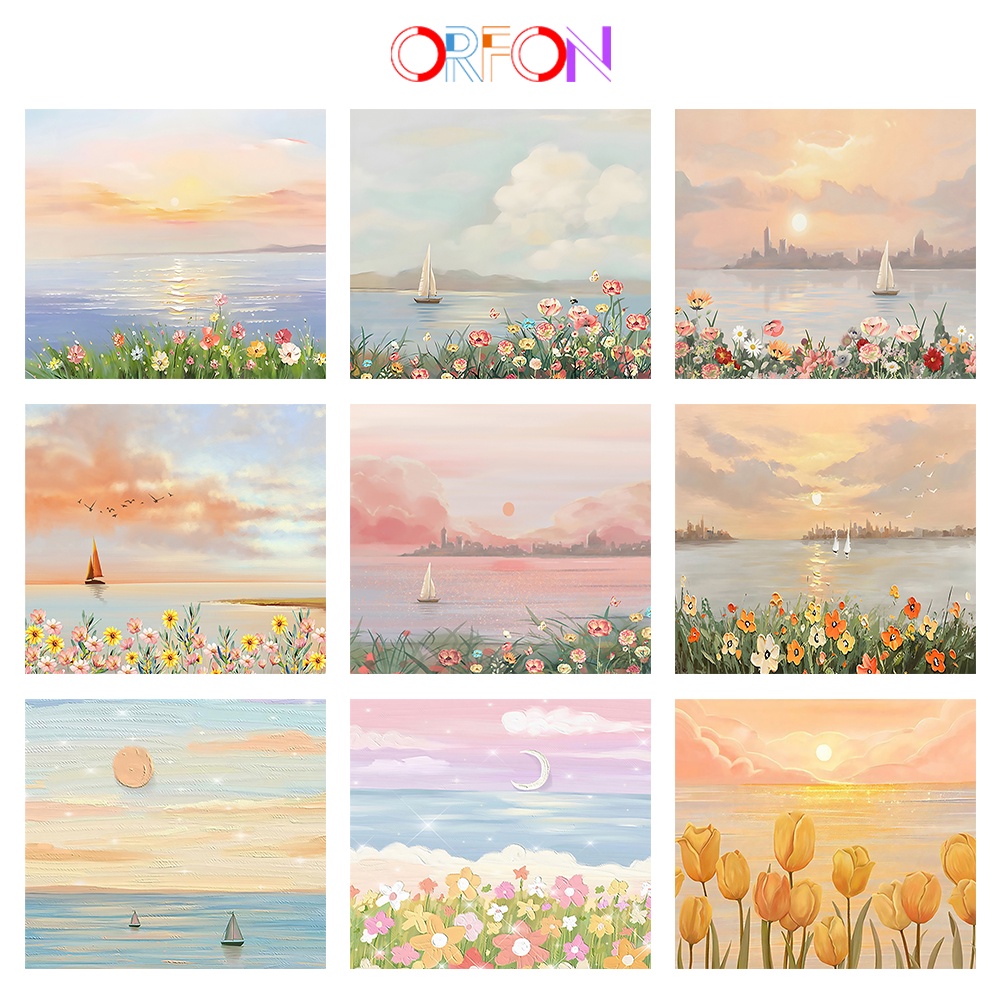 [ORFON] Paint by numbers 40*50cm DIY frame hand-painted healing romantic flower scenery home decompression hand-painted DIY oil painting home life decoration