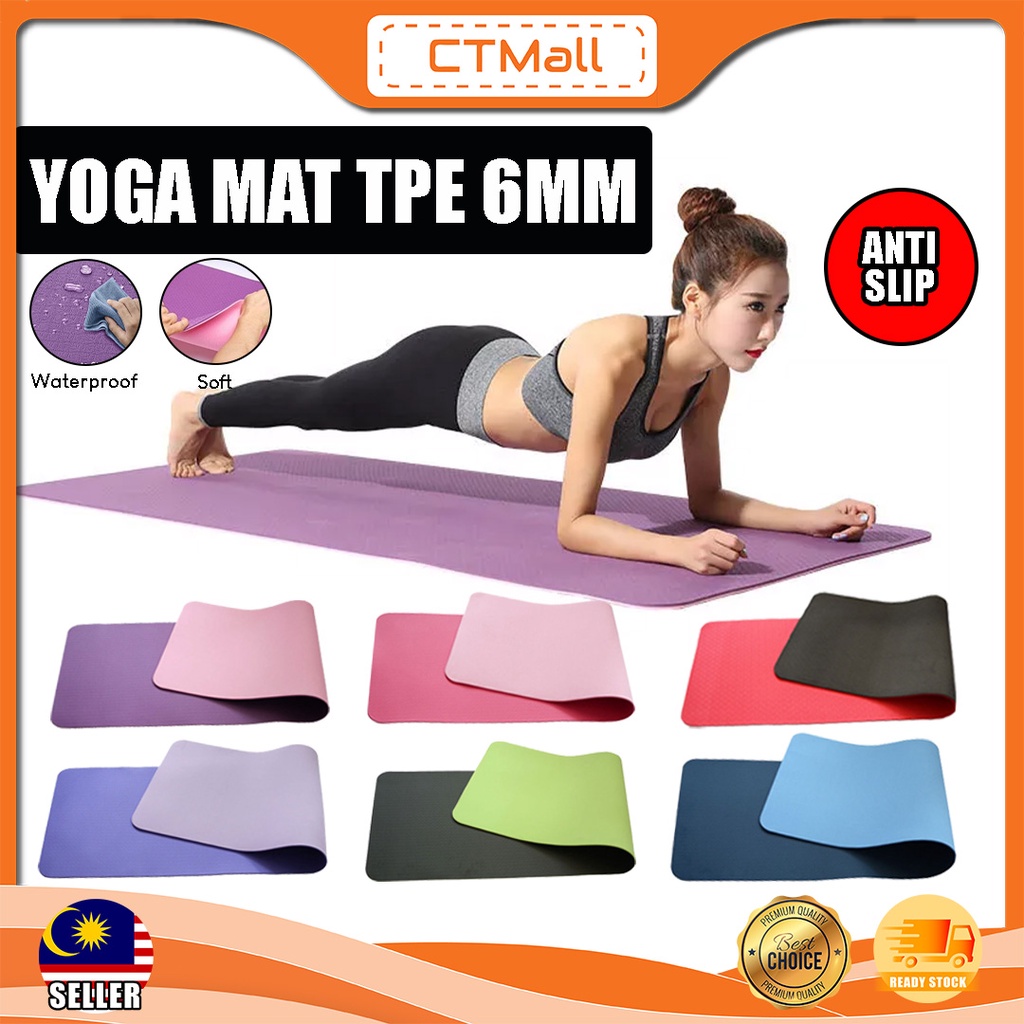 CTMALL TPE Yoga Mat 6mm Exercise Mat Anti Slip Yoga Mat Waterproof ...
