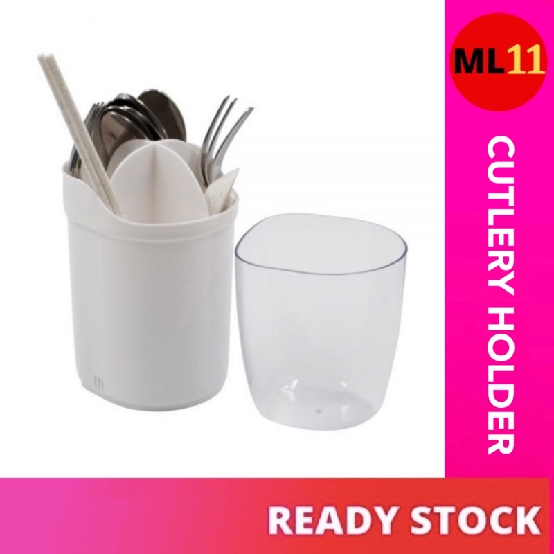 FELTON Chopstick Container / 4 Compartment Cutlery Holder With Lid