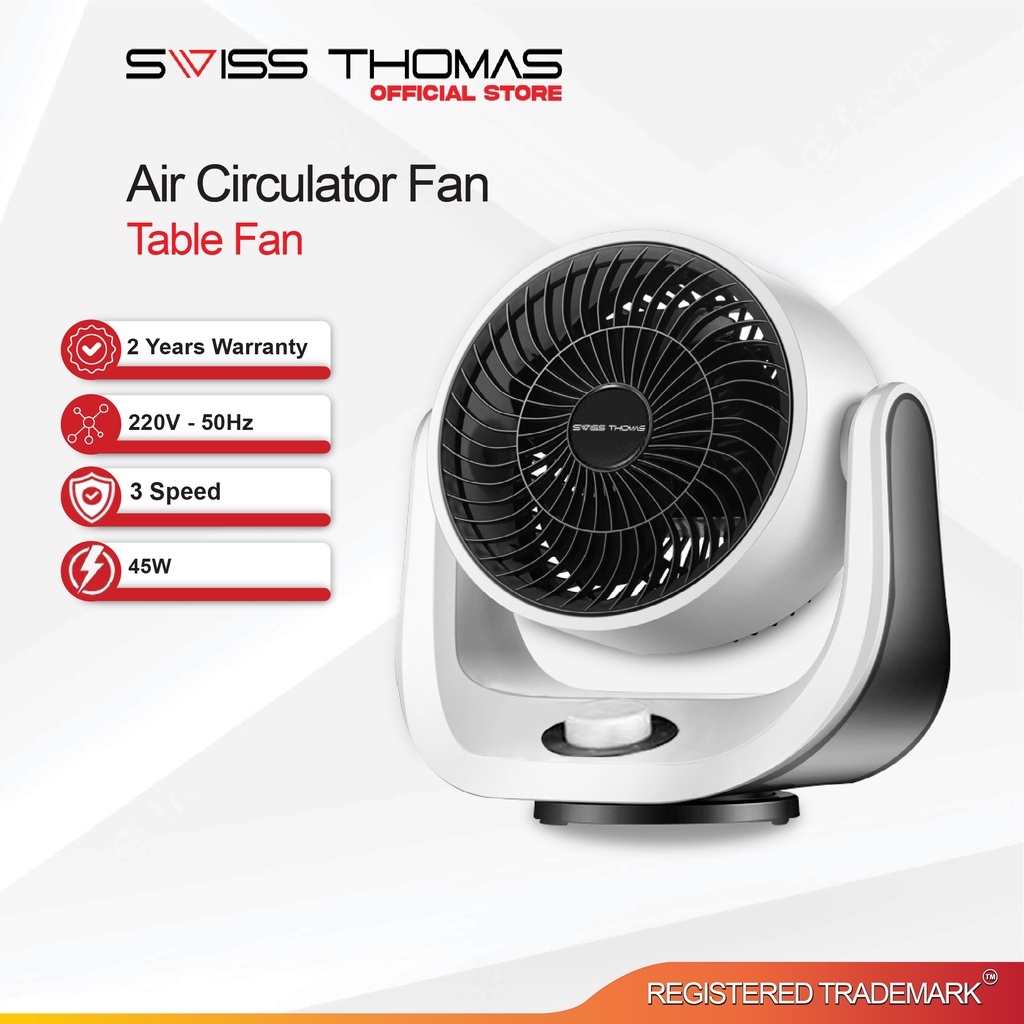 SwissThomas Air Circulating Fan 3 Speed 80W Portable Light Weight