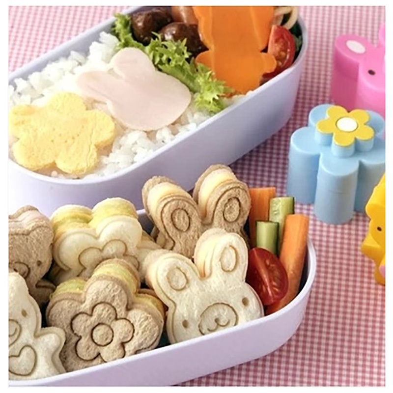 Ready Stock 3pcs Cute Sandwich Mould Rabbit Flower Panda shaped Bread CakeBiscuit Embossing Device Crust Cookie Cutter Baking Pastry Tools Cake