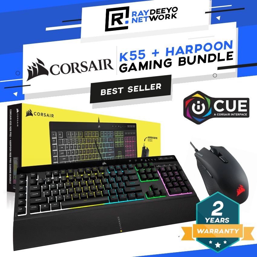 CORSAIR K55 RGB PRO + HARPOON RGB PRO Gaming Keyboard Mouse Bundle