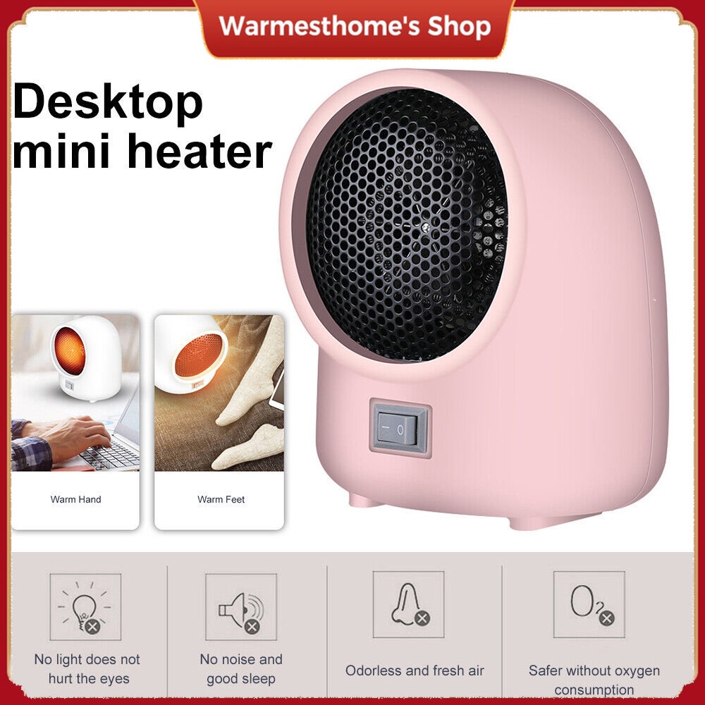 Mini Electric Space Heater 400W Home Office Desktop Warm Air Heater Warmer Fan Household Silent Remote Fast Space Heat