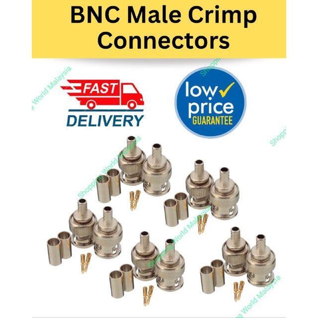 10pcs 5pcs Bnc Rg59 Crimp Type Coaxial Connector Male Plug For Cctv Rg59 Cable Shopee 1779