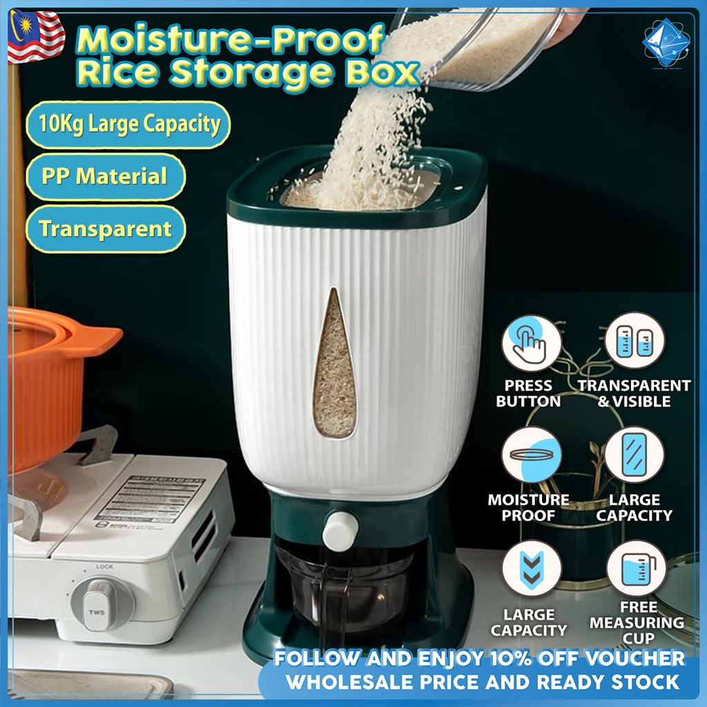 PREMIUM & GRANDED 10KG Automatic Rice Storage Dispenser/Bekas Beras 10KG FREE Measure Cup L60MS