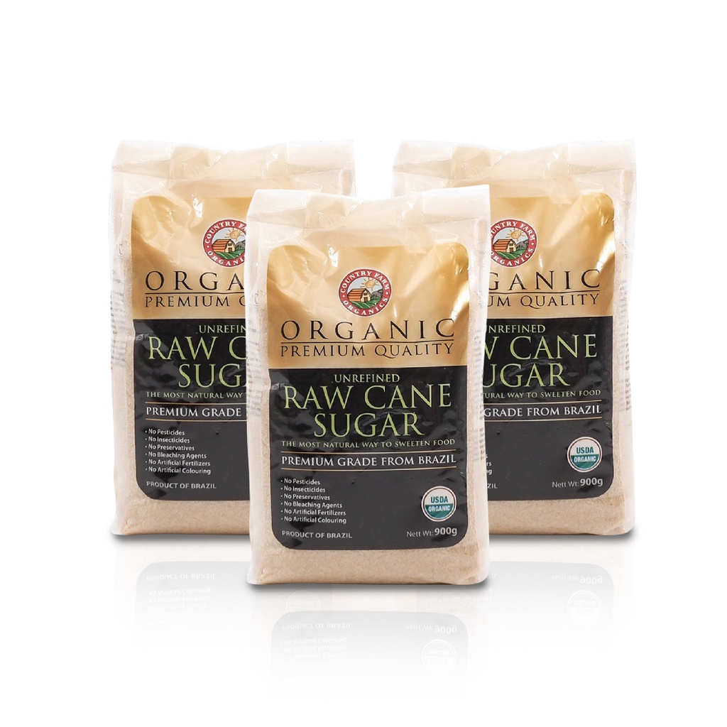 [BUNDLE PACK 3 x 900g] Country Farm USDA Certified Organic Raw Cane