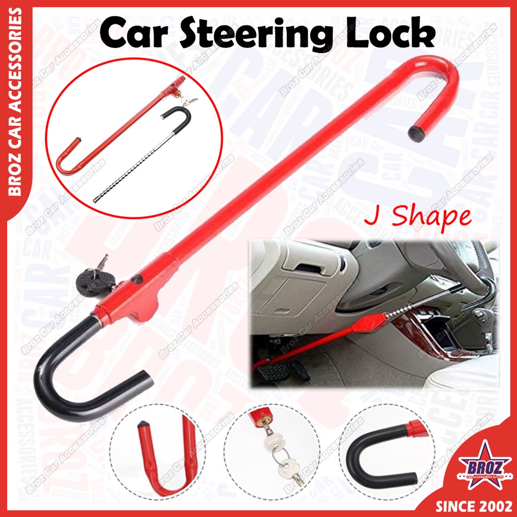 Universal J Shape Car Steering Lock Adjustable DIY Kunci Stereng Kereta