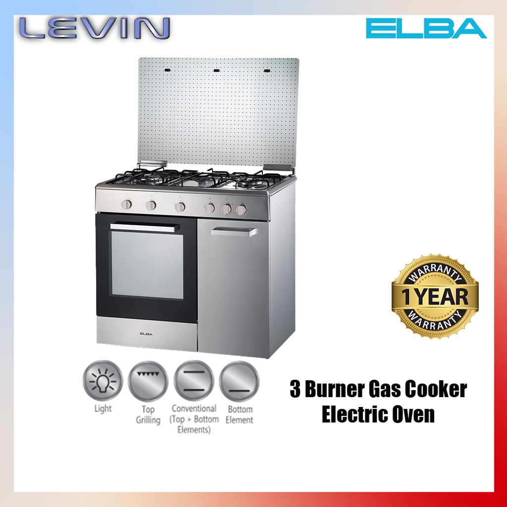 Elba 3 Burner Gas Cooker with 70L Grill Oven