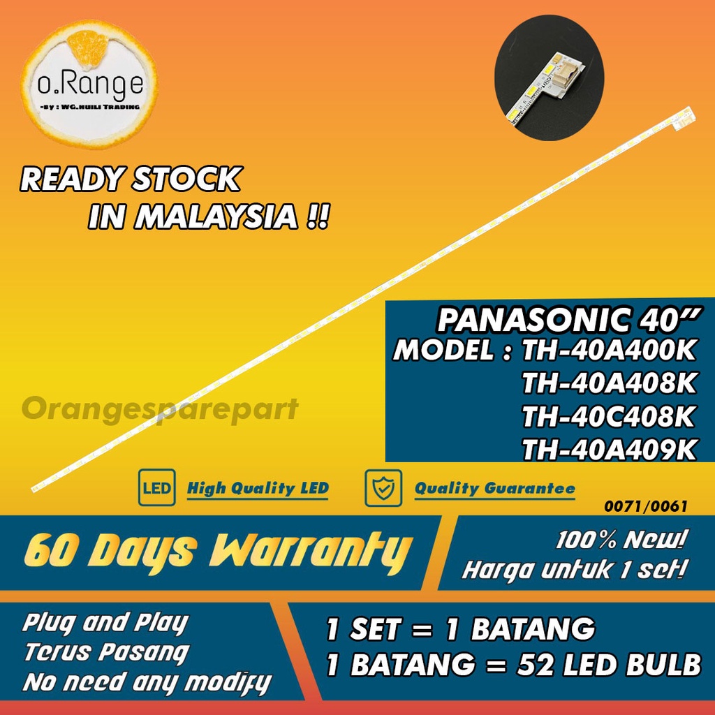 TH-40A400K / TH-40A408K / TH-40A409K / TH-40C400K / TH-40C408K PANASONIC 40" LED TV BACKLIGHT (LAMPU TV) TH-40A400
