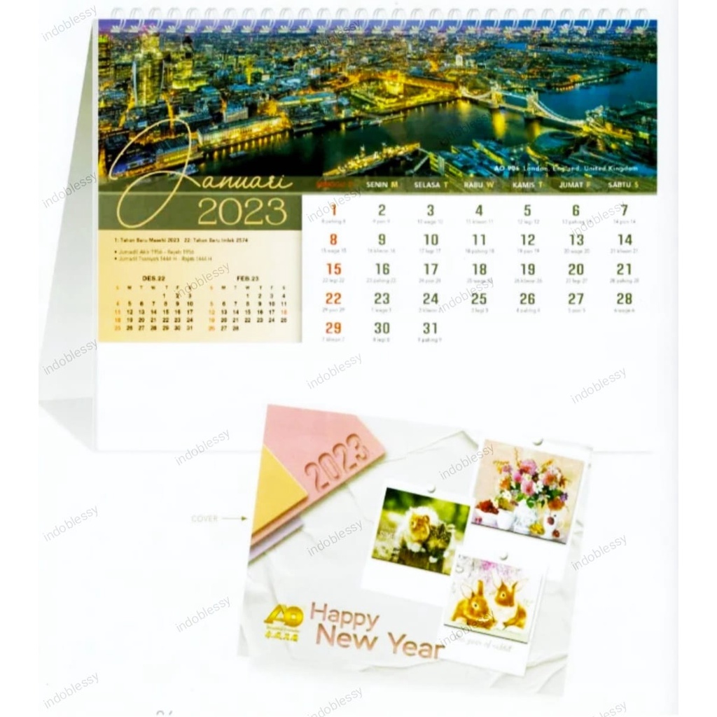 Desk Calendar 2023 Javanese Masehi Hijriyah Panorama Metropolitan World