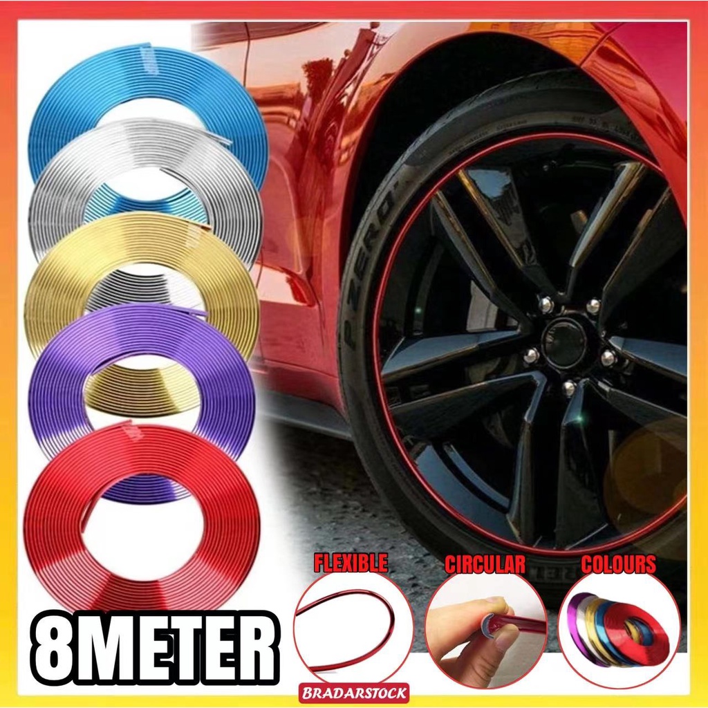 CAR WHEEL RIM STICKER 8Meter Chrome Sticker Stiker Tayar Moto Kereta