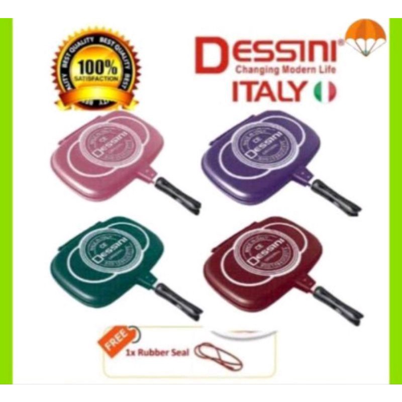 Dessini italy original DP -36/40 granite aluminium kuali pemanggang ajaib non stick double sided grill magic pan