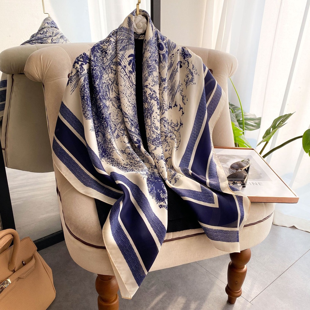 110x110cm(43inch) Printed Scarf Silk Scarf Women's Scarf Handmade Silk Scarf Square Scarf WJ1014-57
