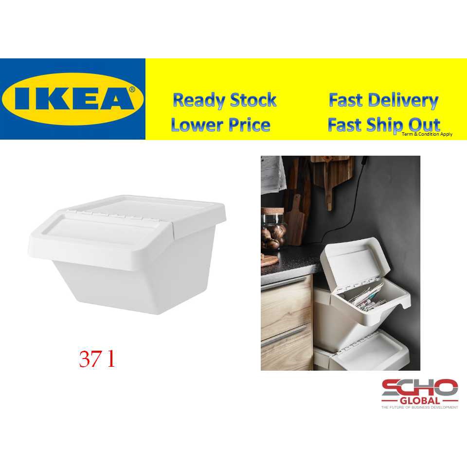 IKEASORTERA Waste sorting bin with lid, white, 37 l Shopee Malaysia