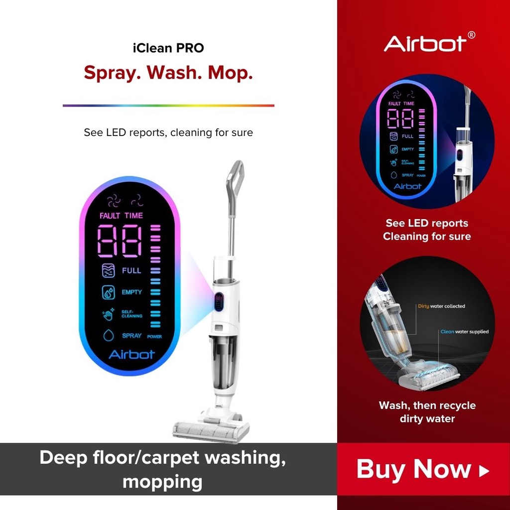 Airbot iClean PRO SG Model, Wet Dry Vacuum Cleaner Cordless Handheld