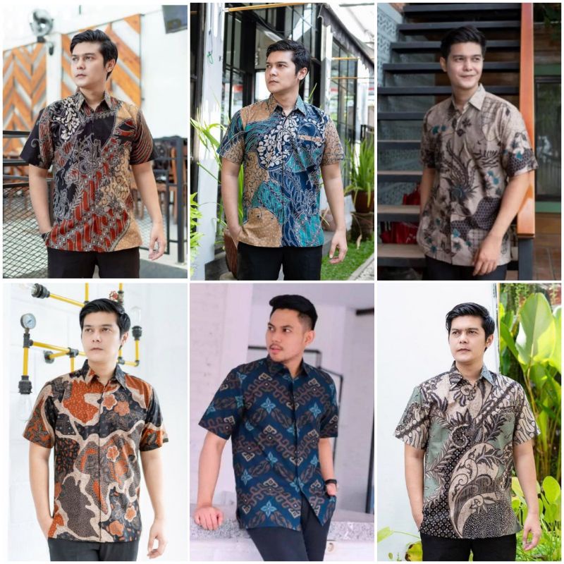 Original Risna Batik HRB093 Premium Short Men's Batik Shirt ML XL XXL Men's BATIK Original Premium Quality...