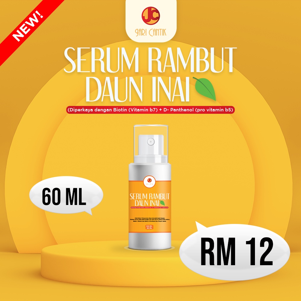 Serum Rambut Daun Inai Khas Untuk Rambut Kering, Bercabang & Menjadikan