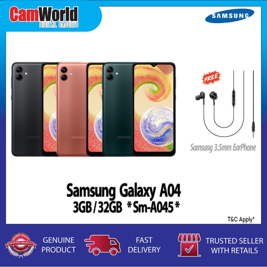 Samsung Galaxy A04 ( SM-A045 ) ( 3GB +32GB ) With 3.5MM | Shopee Malaysia