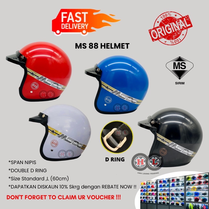 HELMET MS 88 ORIGINAL {Topi Keledar MS88 Sirim( 3 Button) Helmet motor ...