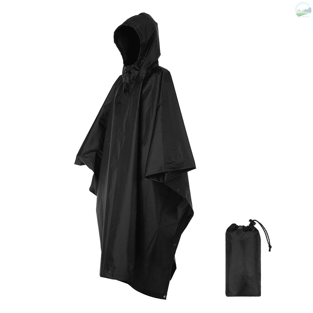 3-in-1 Waterproof Rain Poncho Lightweight Hooded Rain Coat Picnic Mat Blanket Sun Shelter for Outdoor Camping Hiking Cycling Climbing[New Arrival][A]