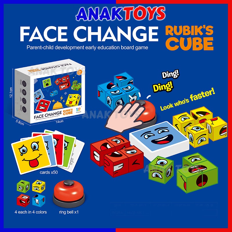 Face Changing Rubik Cube Early Education Family Interactive Board Game Educational Toys 宝宝变脸魔方反应力训练早教桌游亲子互动益智玩具 A468