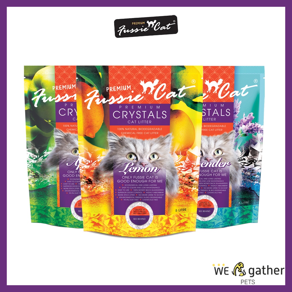 Fussie Cat Premium Crystals Cat Litter 5L Lemon/ Lavender/ Apple