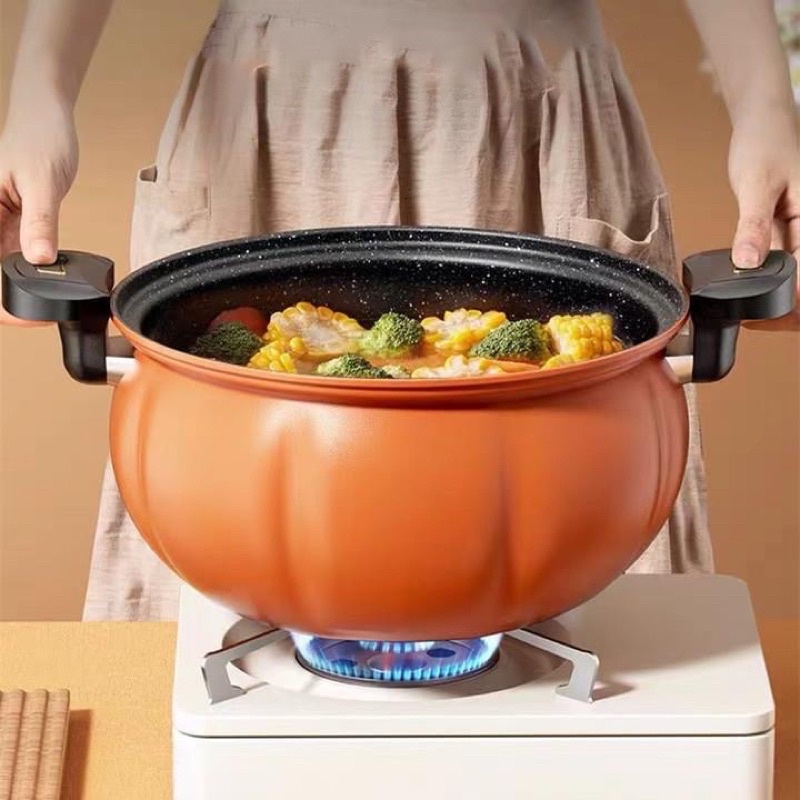 Multi-function smart pumpkin-shaped 4 in 1 pressure cooker 6L cooking rice/ hot pot/ stewing/ frying