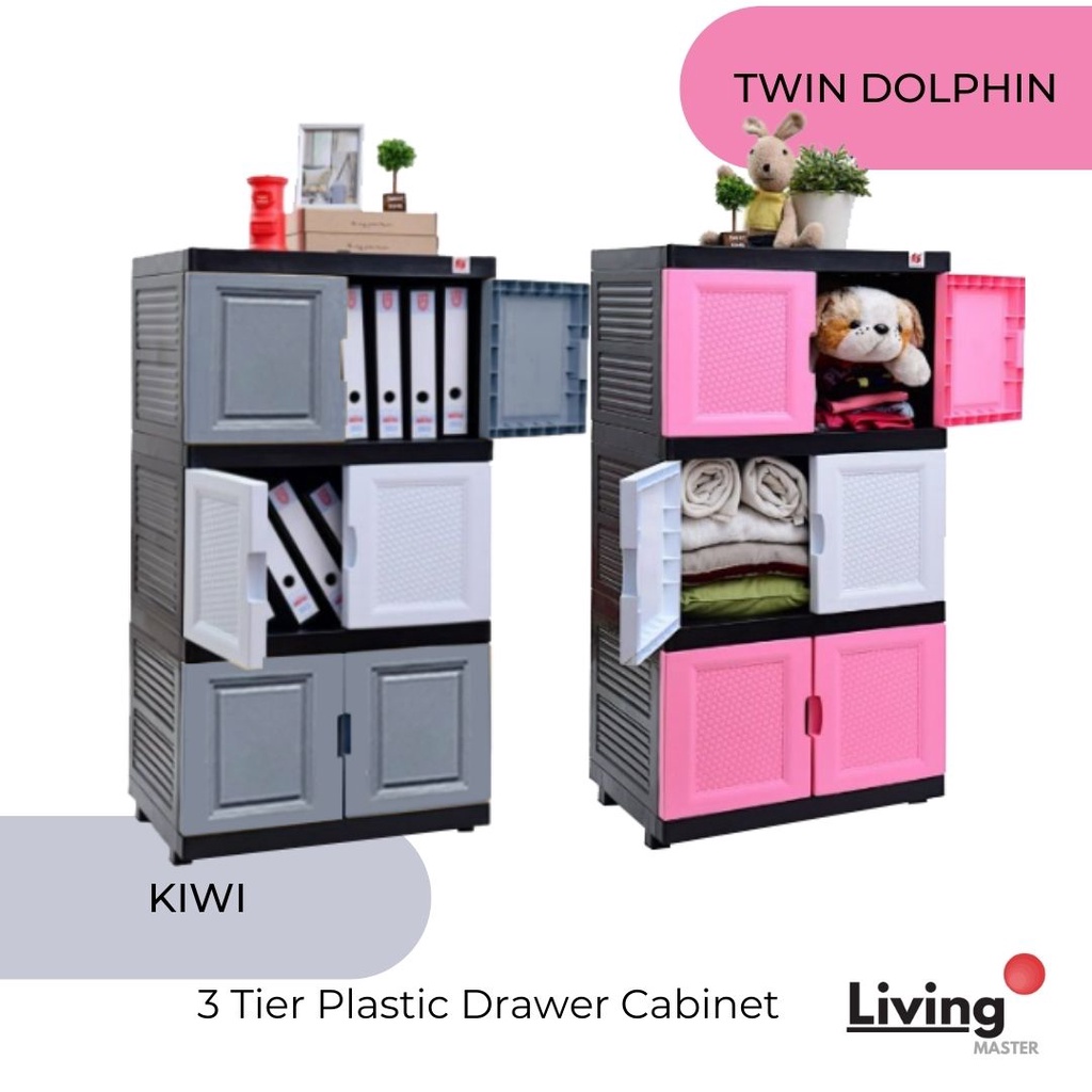 3 Tier Plastic Drawer Cabinet Household High Quality Plastic Storage Plastic Organizer Ready Stock in Malaysia