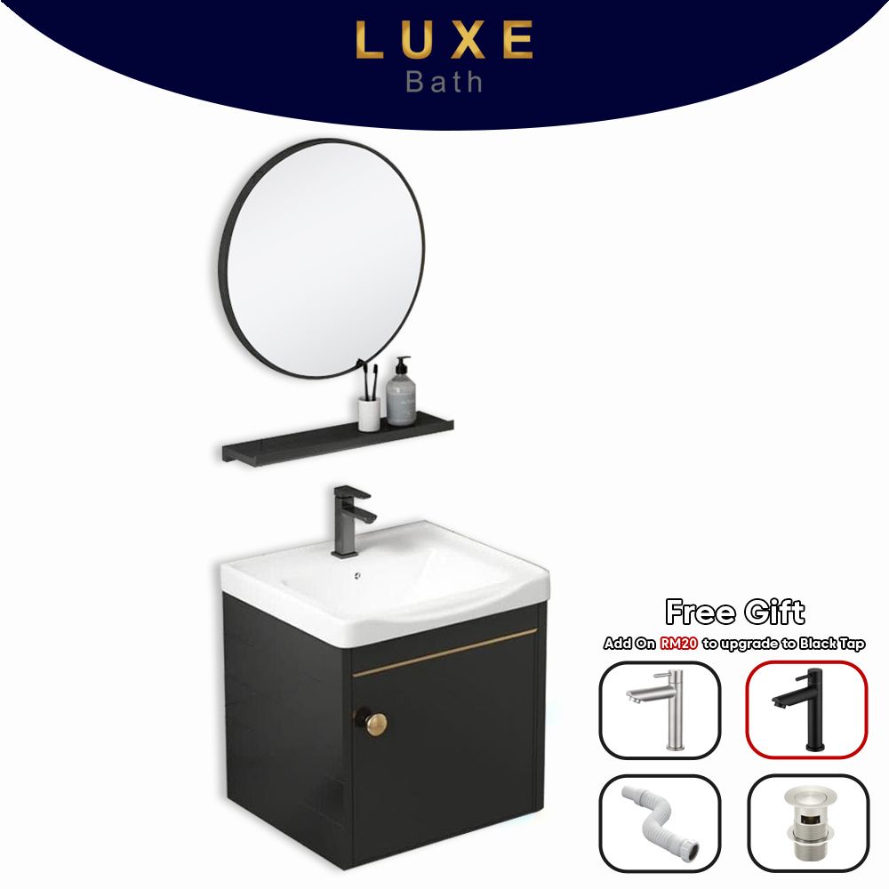LUXE Bath Aluminum Bathroom Basin Set Ceramic Sink with Round