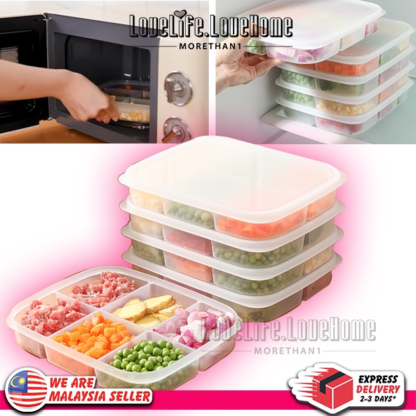 MORETHAN1 Fridge food storage container divider with lid Reusable, Stackable, Microwavable, Dishwasher & Freezer Safe