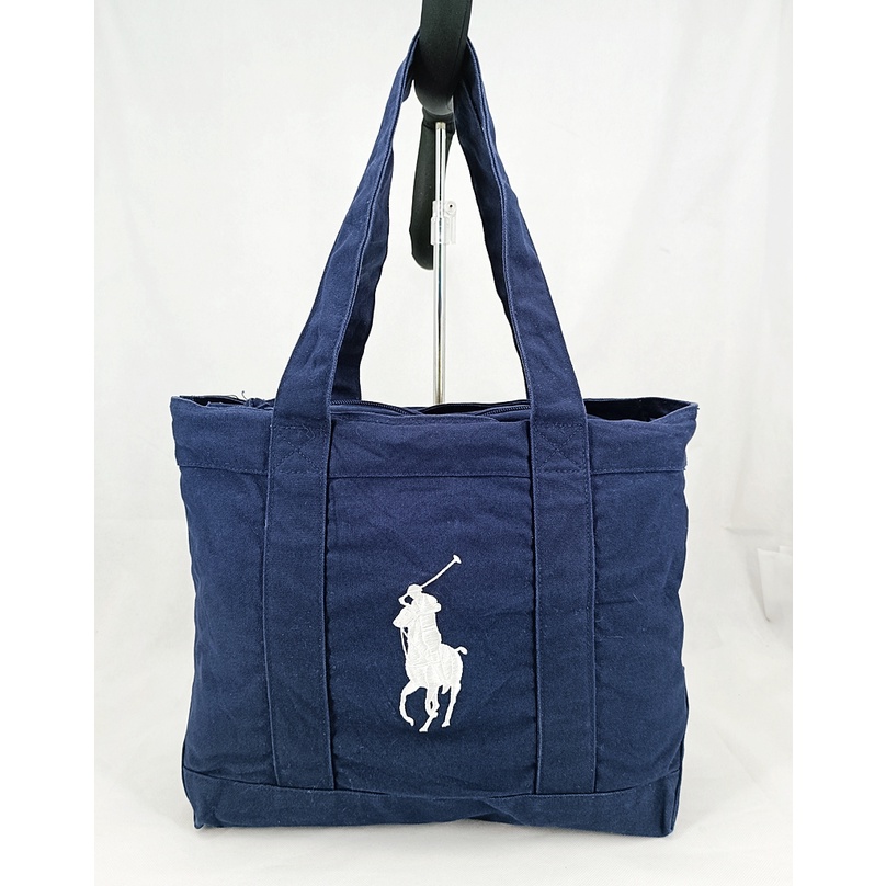 original RALPH LAUREN dark blue zip tote bag big pony | Shopee Malaysia