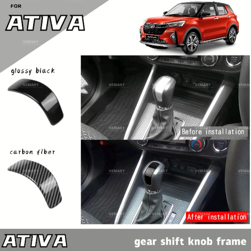 Vemart Perodua ativa carbon fiber gear shift knob frame cover ...