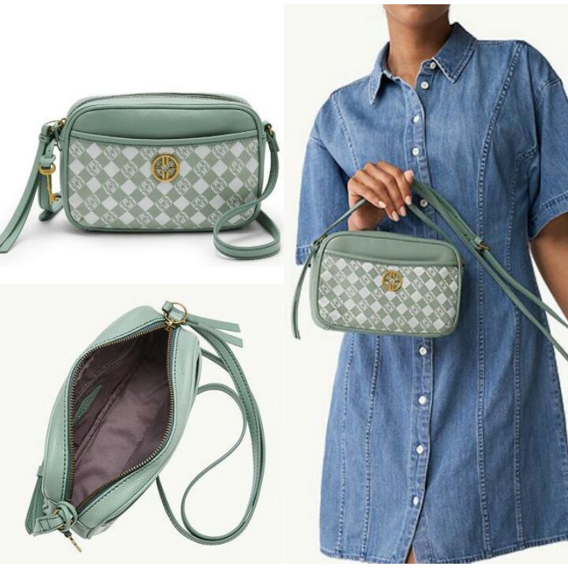 Fossil Brennon camera Bag green leather multi Shopee Malaysia